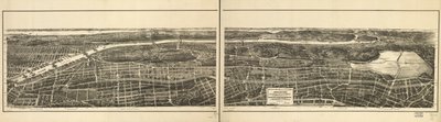 Vogelvlucht van dat deel van de 23e en 24e wijken van de stad New York, ten westen van de New York en Harlem Railroad, en van de Grand Boulevard en Concourse die Manhattan Island verbindt met het parksysteem ten noorden van de Harlem River door American School