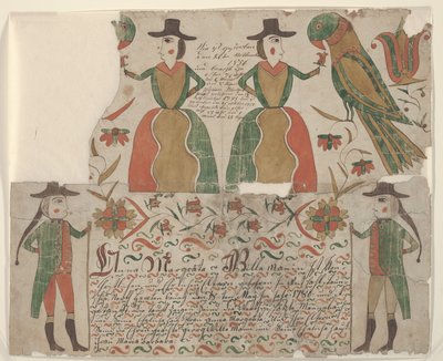 Geboorte- en doopcertificaat voor Anna Margräta Willeman, Fraktur schilderij, c.1810 door American School