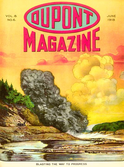 De weg naar vooruitgang opblazen, vooromslag van het DuPont Magazine, juni 1918 door American School