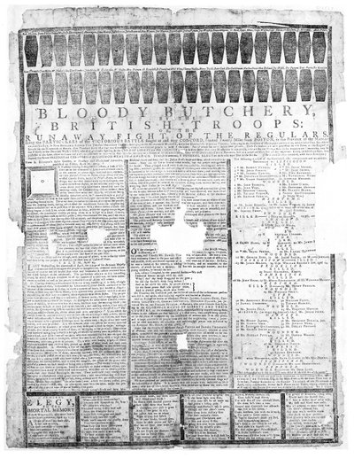 Bloedige slachting van de Britse troepen, Salem 1775 door American School