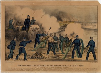 Bombardement en verovering van Fredericksburg, Va. 11 december 1862, uitgegeven door Currier & Ives, ca. 1862 door American School