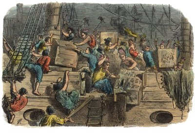 Boston Tea Party, ca. 1860s door American School