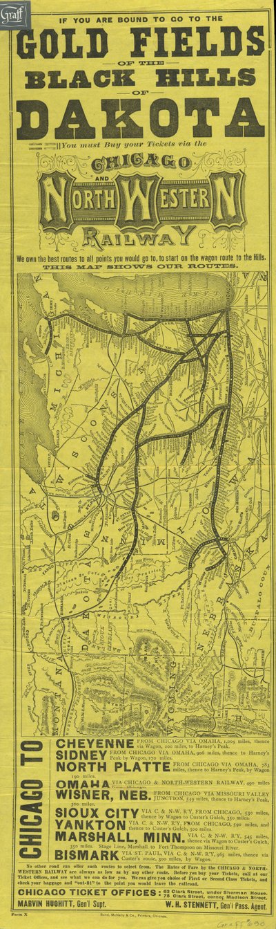 Pamflet voor de Chicago and North Western Railway, gedrukt door Rand McNally, ca. 1870 door American School