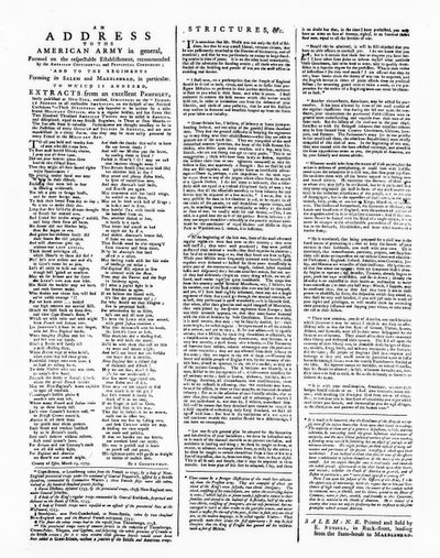 Pamflet met een toespraak aan het Amerikaanse leger, Salem, 1775 door American School