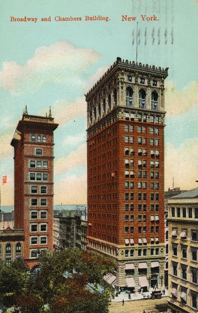 Broadway en Chambers Building, New York, ca. 1900-09 door American School