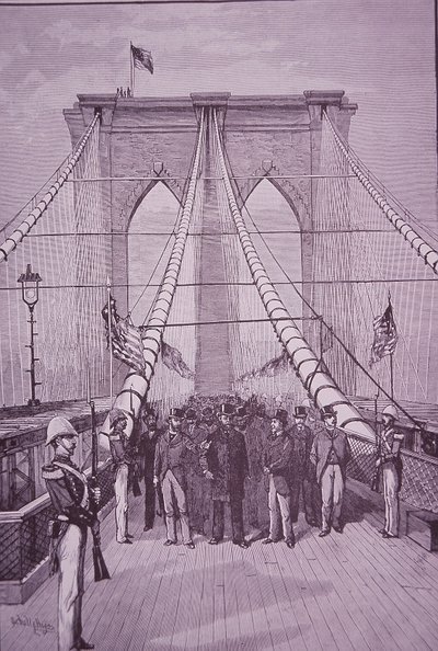 Brooklyn Bridge, president Arthur bij de openingsceremonie, 24 mei 1883 door American School