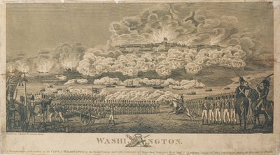 Brand van Washington door de Britten, 24 augustus 1814, gepubliceerd door I. Ryland door American School