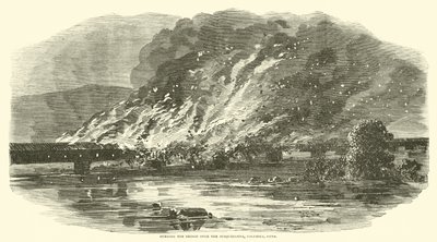 Het verbranden van de brug over de Susquehanna, Columbia, Penn door American School