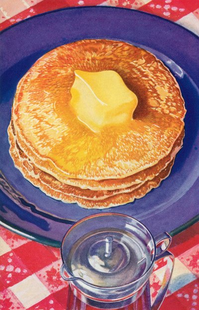 Boter Smeltend op een Stapel Pannenkoeken door American School