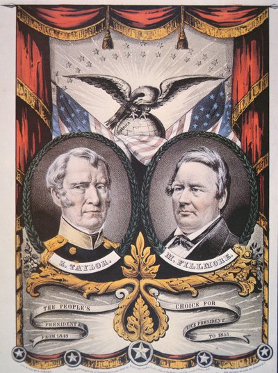 Campagneposter voor presidentskandidaat Zachary Taylor (1784-1850) en running mate, Millard Fillmore (1800-74) 1848 door American School
