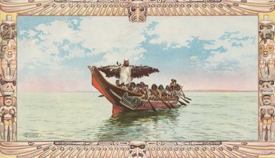 Kano met Kwakiutl bruiloftsfeest door Edward S. Curtis door American School