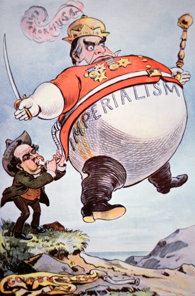 Cartoon toont William Jennings Bryan die de 