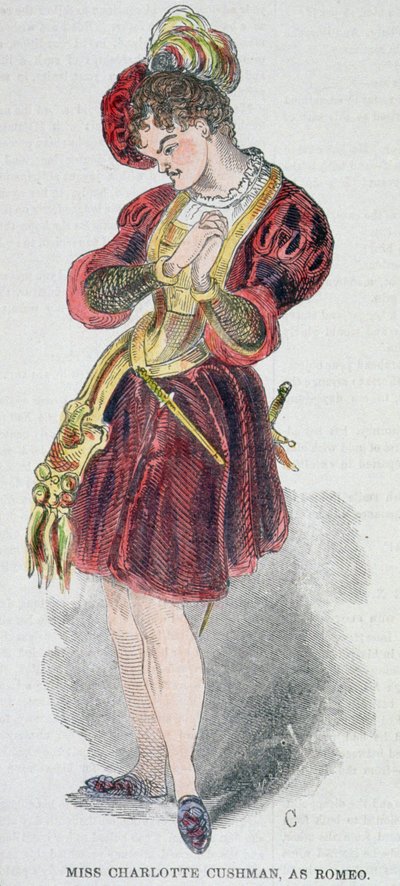 Charlotte Cushman (1816-76) in kostuum als Romeo, 1851 door American School