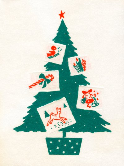 Kerstboom Versierd met Kerstkaarten door American School