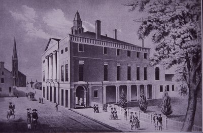 Stadhuis, Wall Street, New York City in 1790 door American School