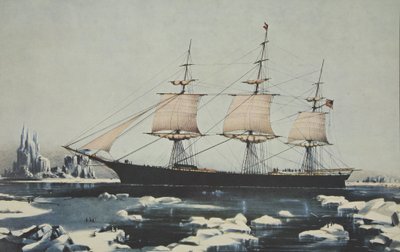 Clipper schip, Red Jacket - In het ijs bij Kaap Hoorn, op haar reis van Australië naar Liverpool, augustus 1854, uitgegeven 1855, Currier & Ives door American School