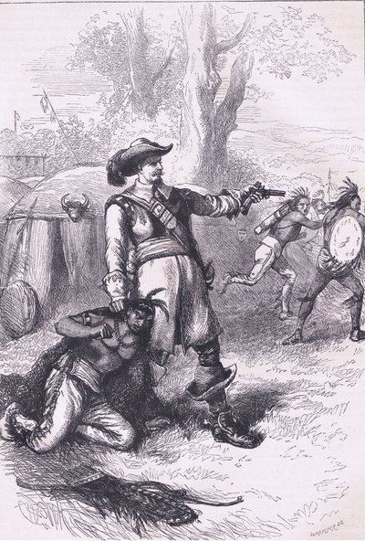 Kolonel Atherton en de Indianen 1661, illustratie uit Cassell