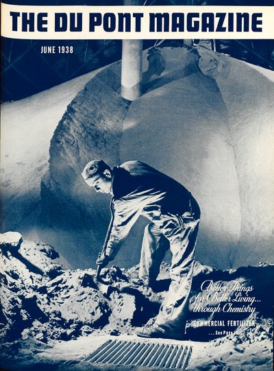 Commerciële meststof, voorpagina van het DuPont Magazine, juni 1938 door American School