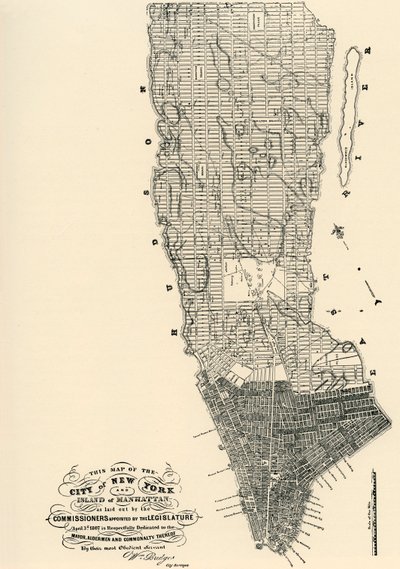 Kaart van Manhattan van de Commissarissen door American School