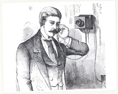 Condensatortelefoon in gebruik, uit The Electric Telephone door George Bartlett Prescott (b.1830), 1890 door American School