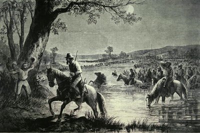 Geconfedereerde Leger dat de Voorden van de Potomac-rivier oversteekt tijdens de Invasie van Maryland in 1862 door American School