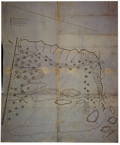 Confederale burgeroorlog kaart van het kamp van het Leger van Mississippi in Corinth, Mississippi, mei 1862 door American School