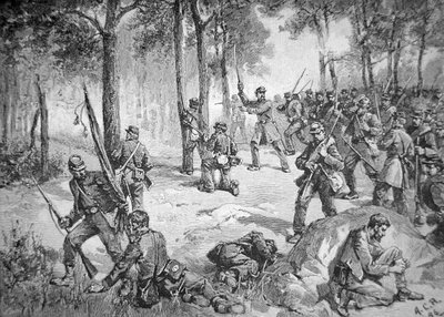 Confederale aanval bij de Slag bij Gettysburg door American School