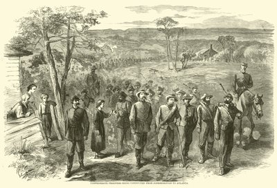 Geconfedereerde gevangenen worden van Jonesborough naar Atlanta gebracht, september 1864 door American School