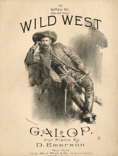 Omslag van het partituurblad voor Wild West Galop, 1888 door American School