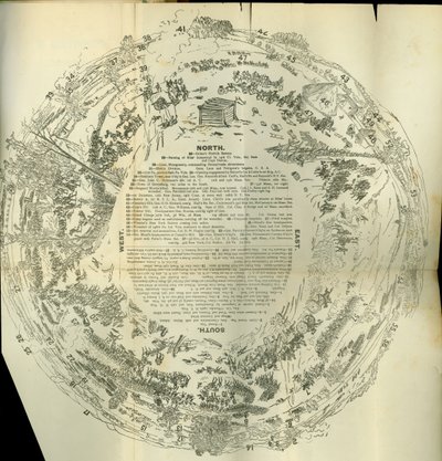 Cyclorama uitvouwkaart met de geschiedenis van de Grote Opstand, ca. 1870 door American School