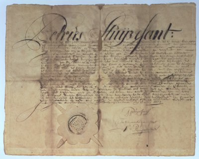 Akte ondertekend door Peter Stuyvesant, Directeur-Generaal van Nieuw-Nederland, 15 mei 1664 door American School