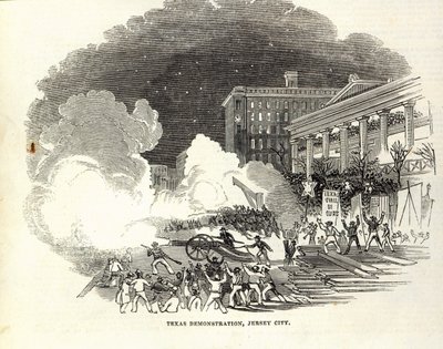 Demonstratie in Jersey City ten gunste van de Annexatie door de Verenigde Staten van Texas, illustratie uit 