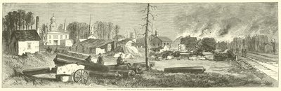 Vernietiging van de depots, openbare gebouwen en fabrieken in Atlanta, november 1864 door American School