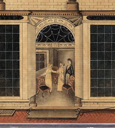 Detail van de Winkel en Magazijn van Duncan Phyfe op Fulton Street in New York City, c.1817-1820 door American School