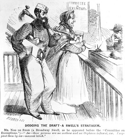Ontwijken van een dienstplicht - Een strategie van een dandy, uit Frank Leslies Illustrated Newspaper, 19 september 1863 door American School