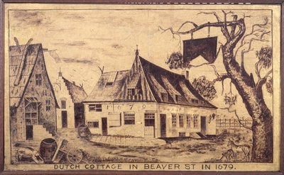 Nederlands huisje in Beaver Street in 1679, ca. 1853 door American School