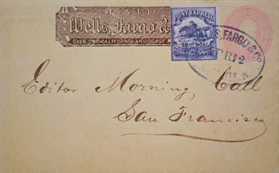 Envelop met Wells Fargo Pony Express stempel door American School
