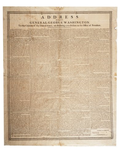 Afscheidsrede van wijlen generaal George Washington, 17 september 1796 door American School