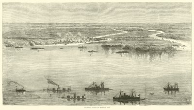 Federale vloot in Mobile Bay, augustus 1864 door American School