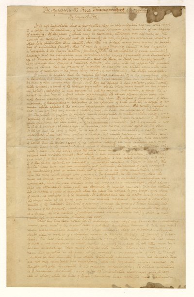 Eerste pagina van de Moorden in de Rue Morgue door Edgar Allan Poe, 1841 door American School