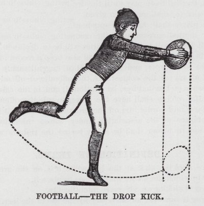 Voetbal, de Drop Kick (gravure) door American School