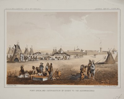 Fort Union en distributie van goederen aan de Assinniboines door American School