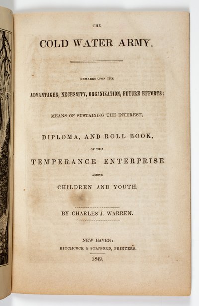 Frontispice voor Cold Water Army Belofte door Charles J. Warren, 1842 door American School