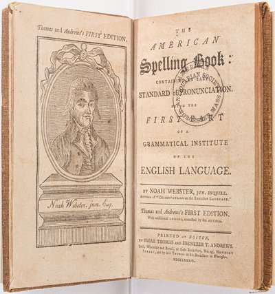 Frontispice uit "The American Spelling Book" door Noah Webster, Boston, 1789 door American School