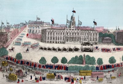 Begrafenisstoet van Abraham Lincoln, 25 april 1865 in New York, pub. 1865 door American School