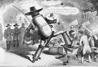 Algemene bommen, de ware vredeskandidaat of het oorlogspad de ware, uit de Humors of War door American School