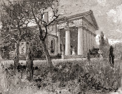 Het huis van generaal Robert E. Lee, Arlington, Virginia, in de 19e eeuw, uit 