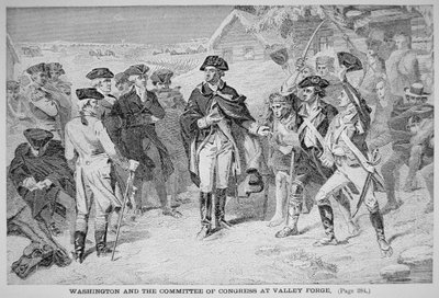 George Washington bij Valley Forge met zijn Continentale Leger, winter en lente door American School