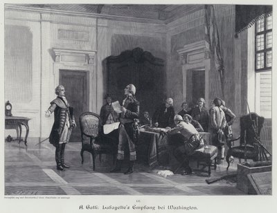 George Washington verwelkomt de markies de Lafayette door American School