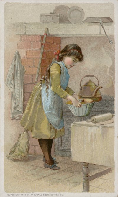 Meisje bakt in keuken door American School